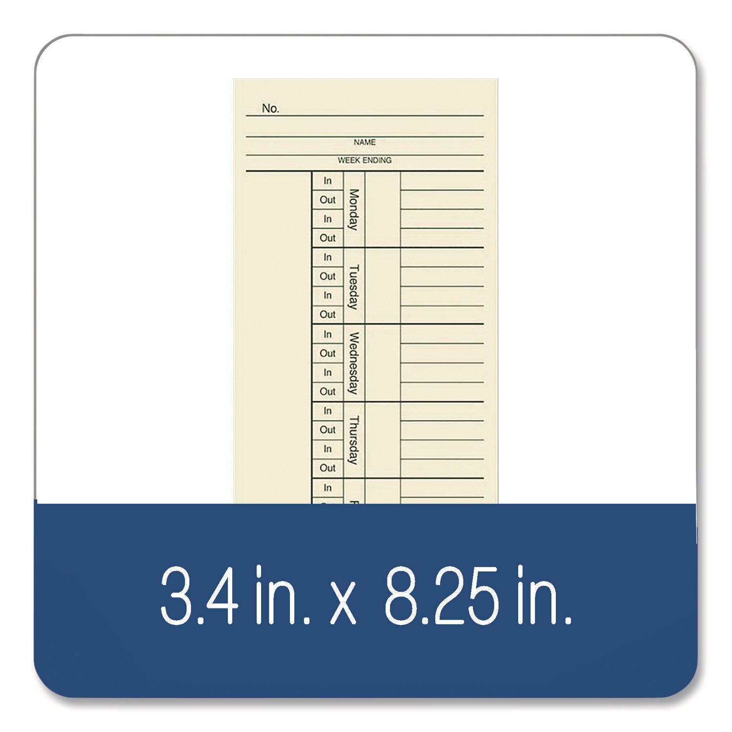 Time Cards for Acroprint, Amano and Lathem Time Clocks, Two Sides, 3.4" x 8.25", 200/Pack