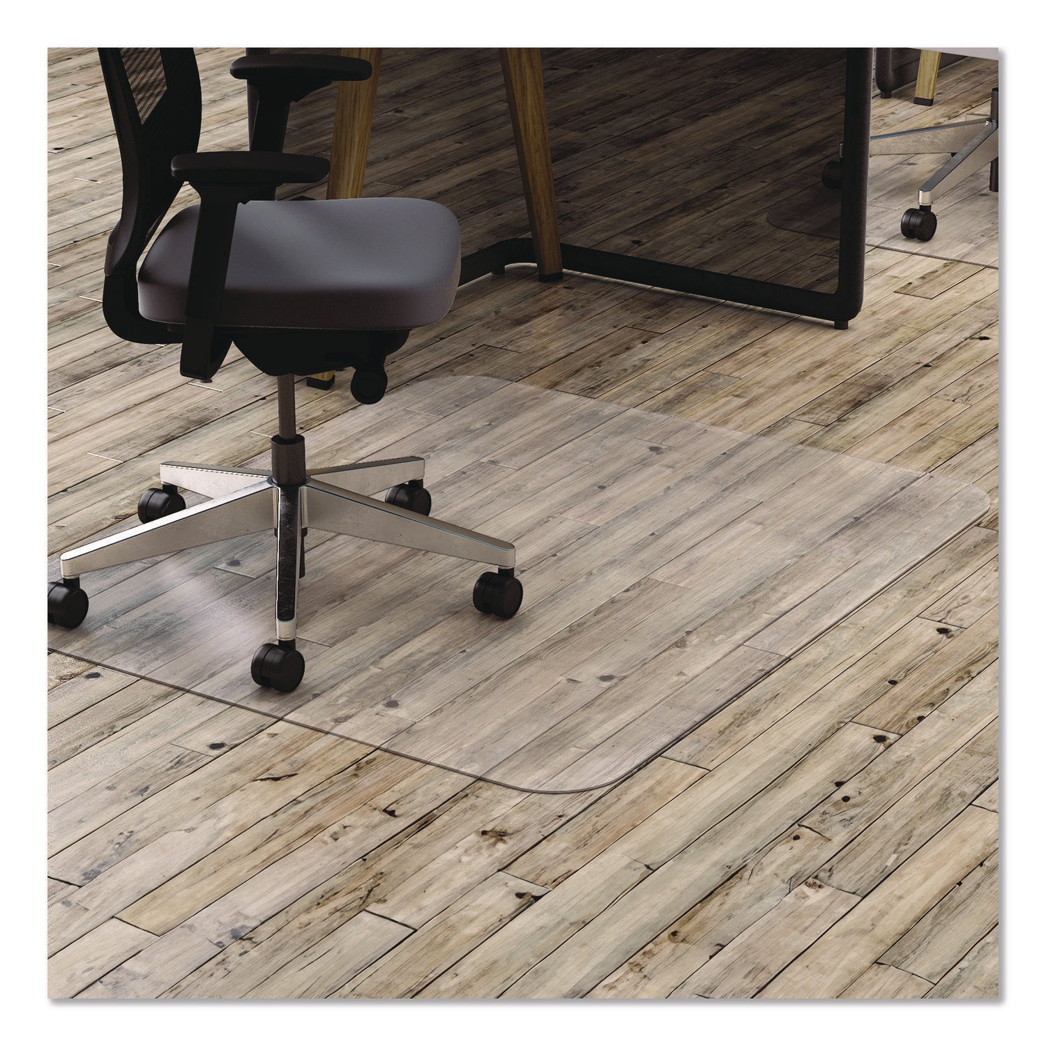 Hard Floor - 53" Length x 45" Width - Rectangular - Polycarbonate - Clear - 1 Each