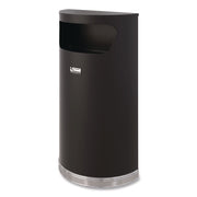 Half Round Metal Trash Can, 9 gal, Steel, Black