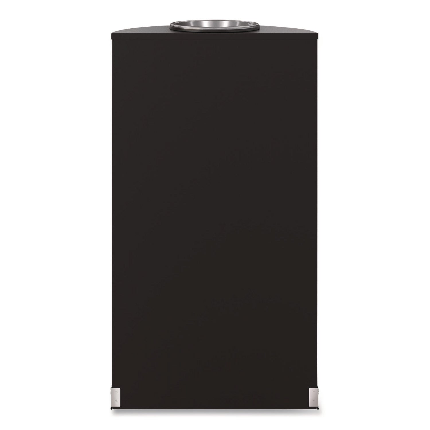 Half Round Metal Trash Can with Ashtray, 9 gal, Steel, Black