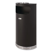 Half Round Metal Trash Can with Ashtray, 9 gal, Steel, Black