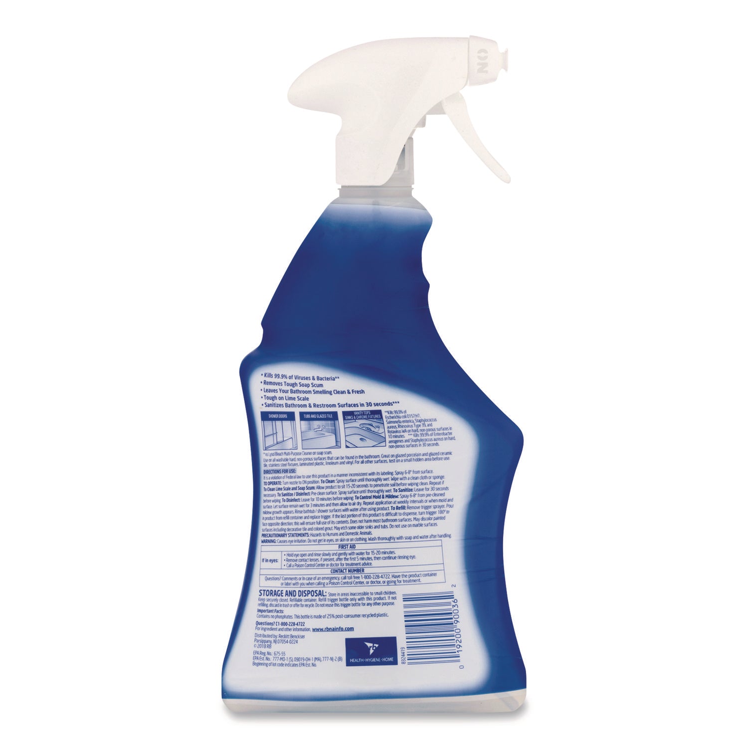Lysol Bathroom Cleaner Spray, Unscented, 22 fl oz Spray Bottle, 6/Carton