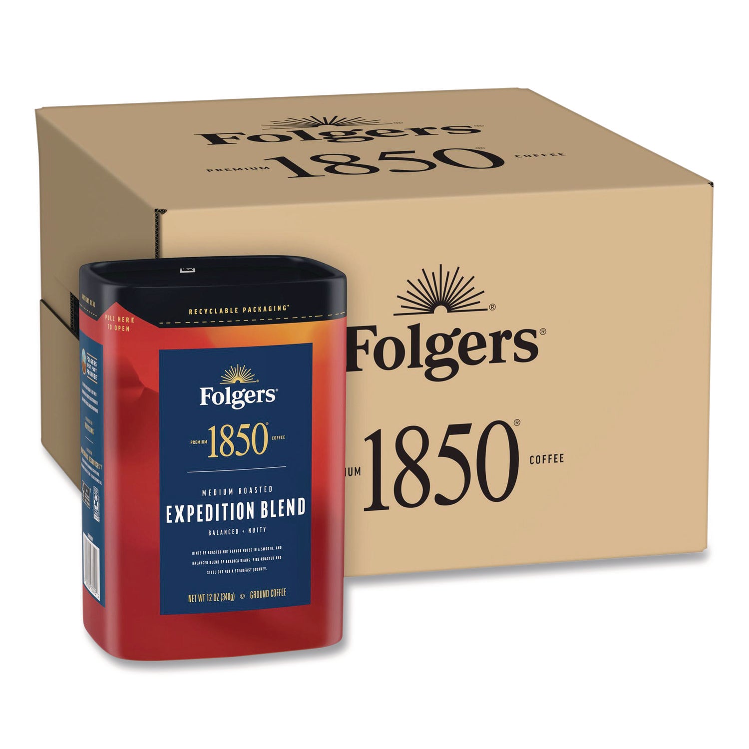 Folgers 1850 Expedition Blend Medium Roast Ground Coffee, 12 oz, 1 Each