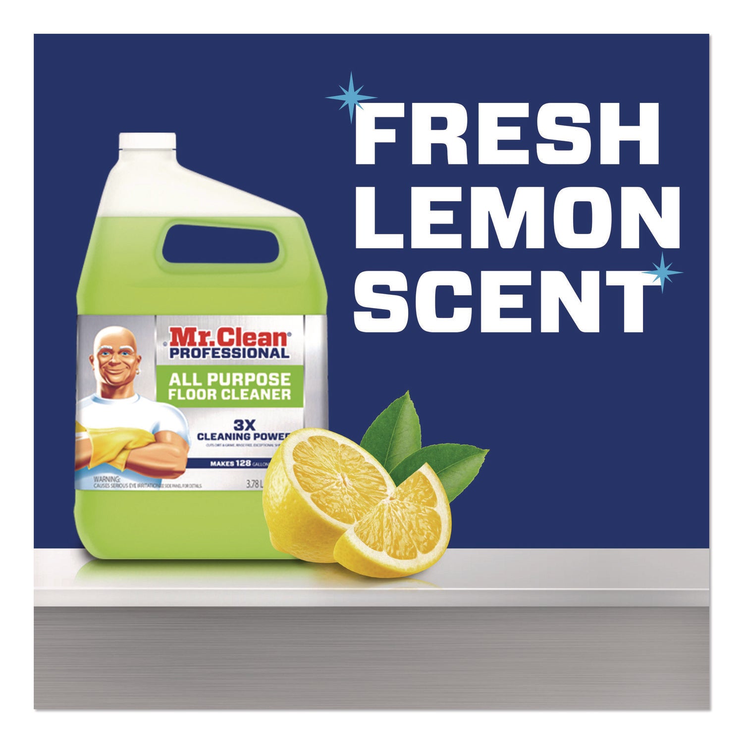 Mr. Clean Professional Finished Floor Cleaner - For Tile - Liquid - 128 fl oz (4 quart) - Residue-free - Yellow - 3 / Carton