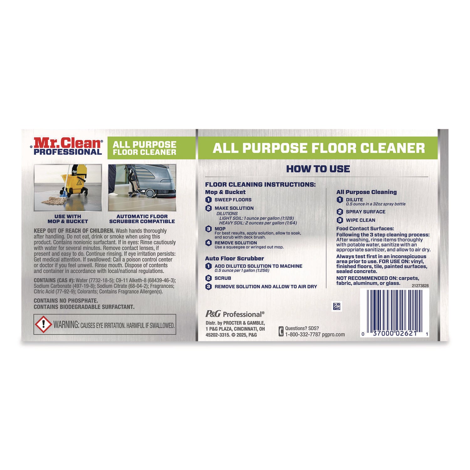 Mr. Clean Professional Finished Floor Cleaner - For Tile - Liquid - 128 fl oz (4 quart) - Residue-free - Yellow - 3 / Carton