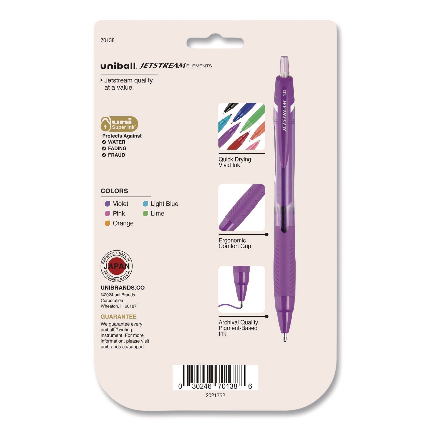Jetstream Elements Hybrid Gel Pen, Retractable, Medium 1 mm, Assorted Ink and Barrel Colors, 5/Pack