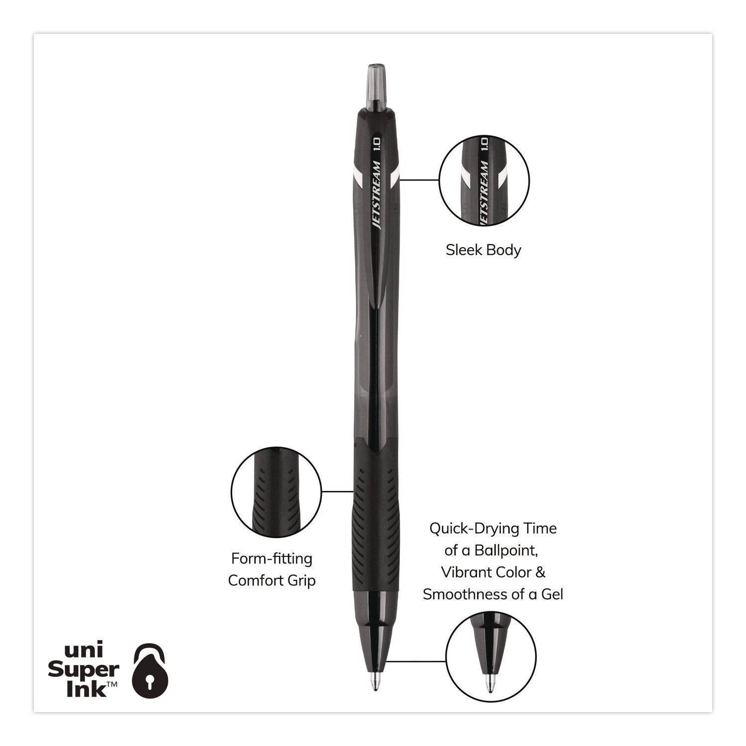 Jetstream Elements Hybrid Gel Pen, Retractable, Medium 1 mm, Assorted Ink and Barrel Colors, 6/Pack