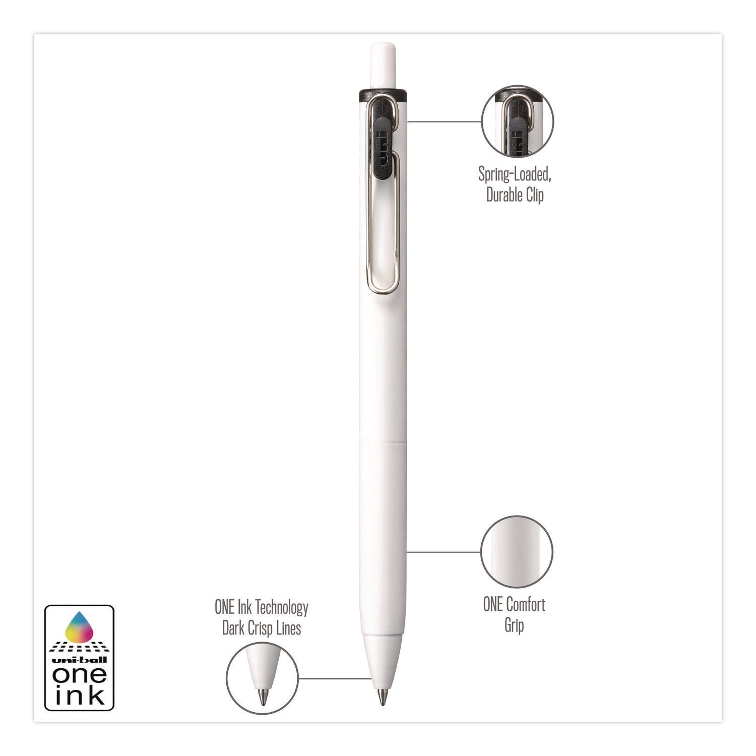 uniONE Gel Pen, Retractable, Medium 0.7 mm, Assorted Business Ink and Barrel Colors, 5/Pack