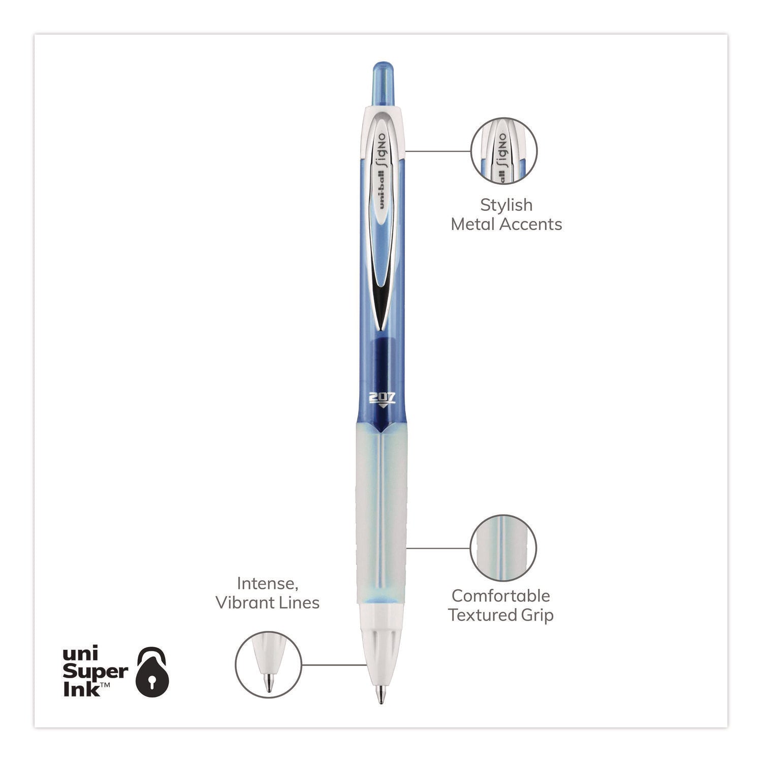 Signo 207 Gel Pen, Retractable, Medium 0.7 Mm, Assorted Ink And Barrel Colors, 8/pack