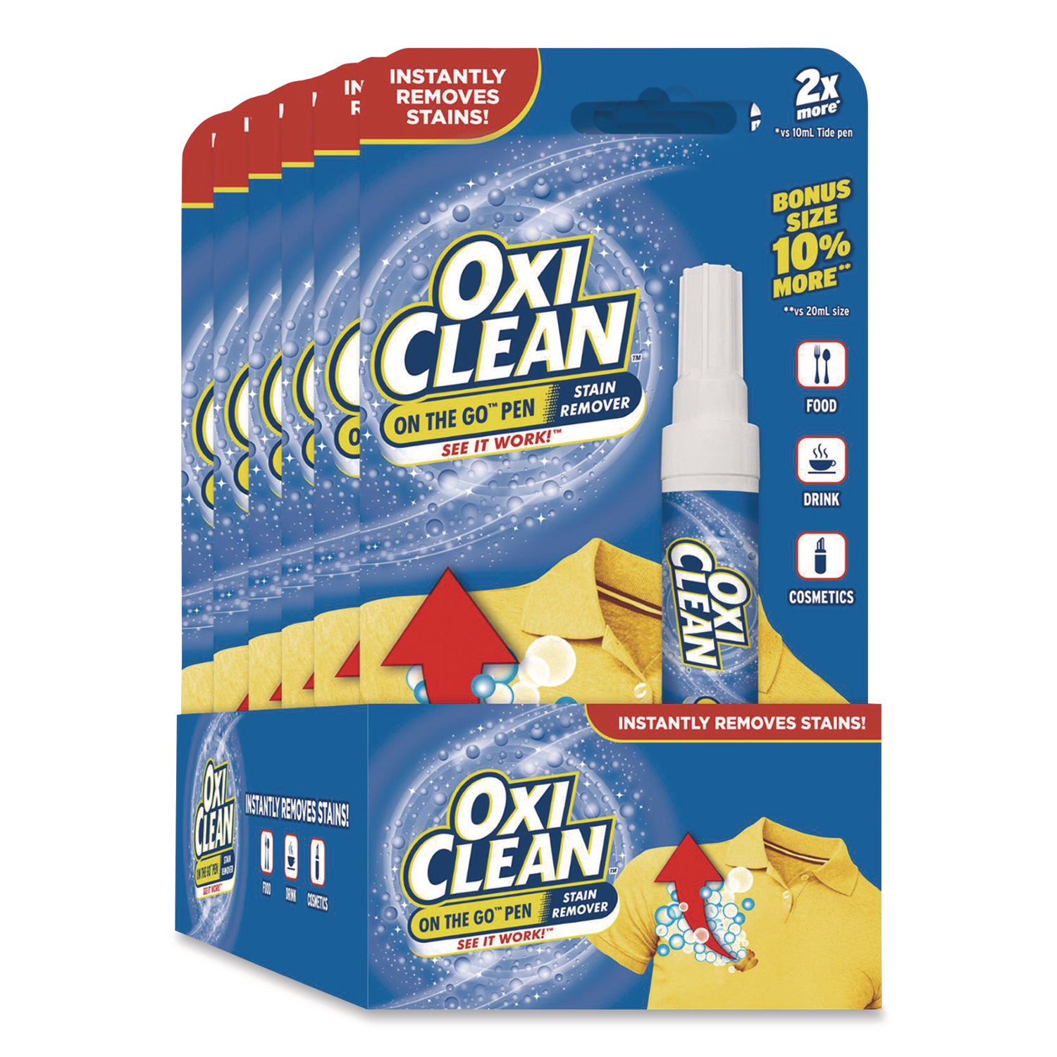 On-the-Go Pen Stain Remover, Bonus Size, 22 mL, 6/Pack