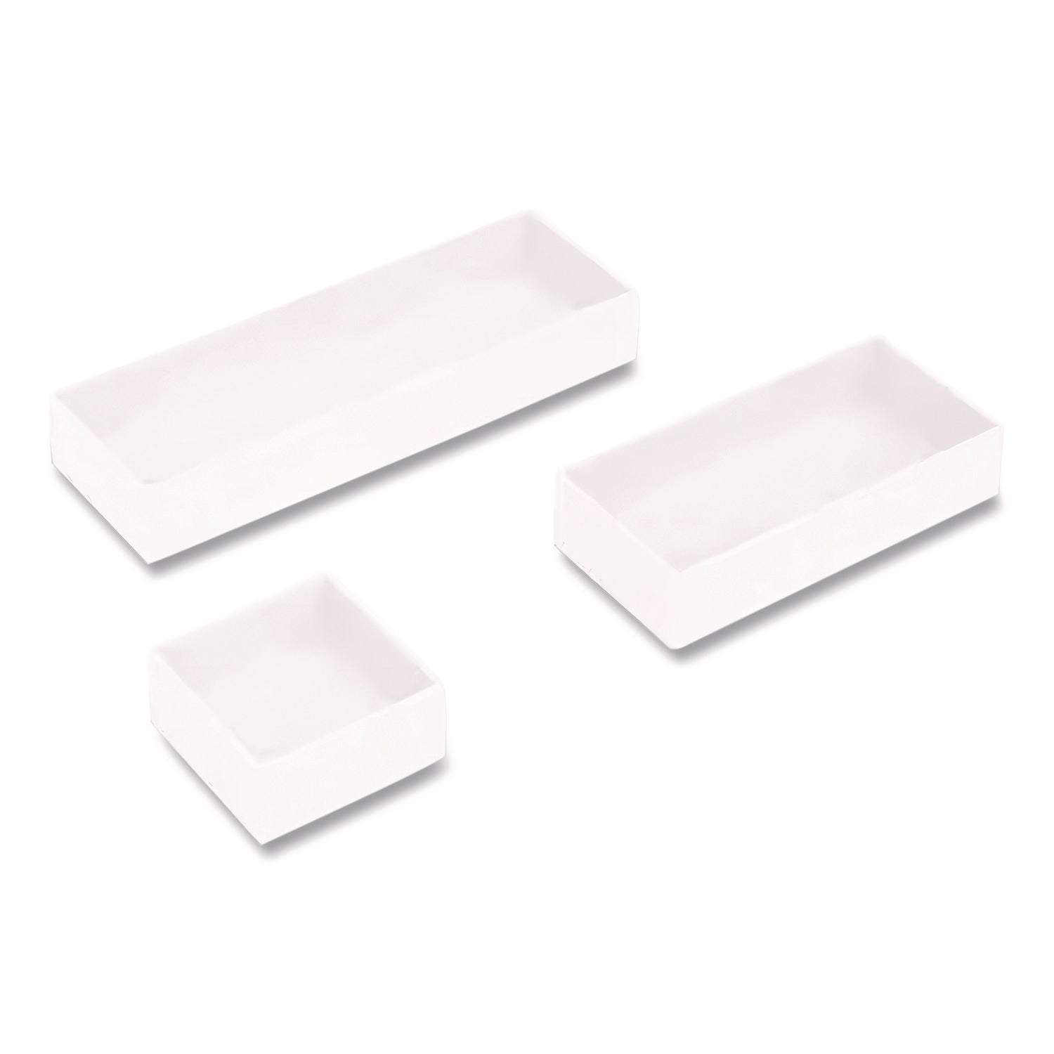 Three-Piece Plastic Drawer Organizer, 3.23 X 3.23 X 1.47, 6.26 X 3.23 X 1.47, 9.5 X 3.23 X 1.47, White, 3/set