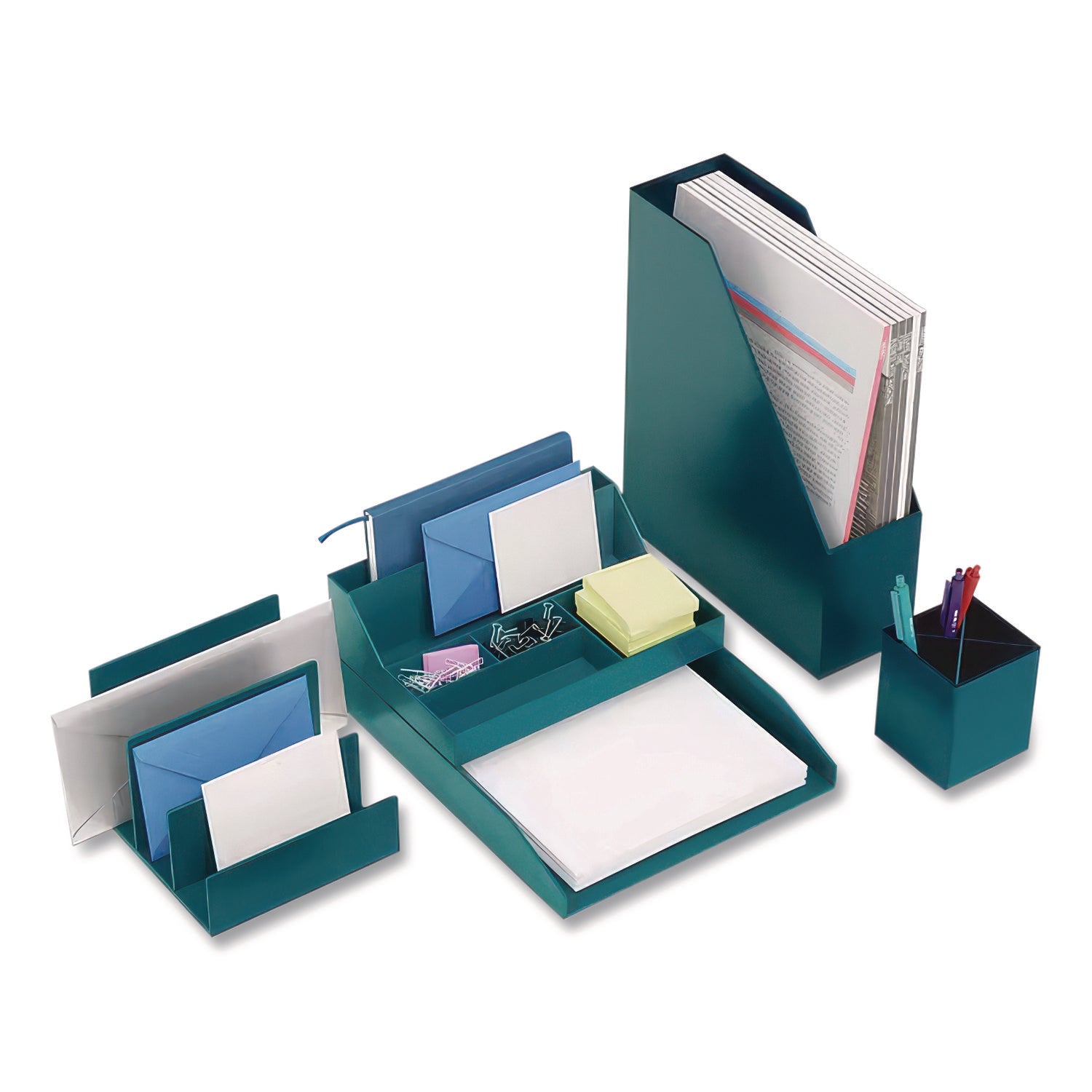 Front-Load Stackable Plastic Document Tray, 1 Section, Letter Size Files, 9.8 X 12.24 X 1.75, Teal