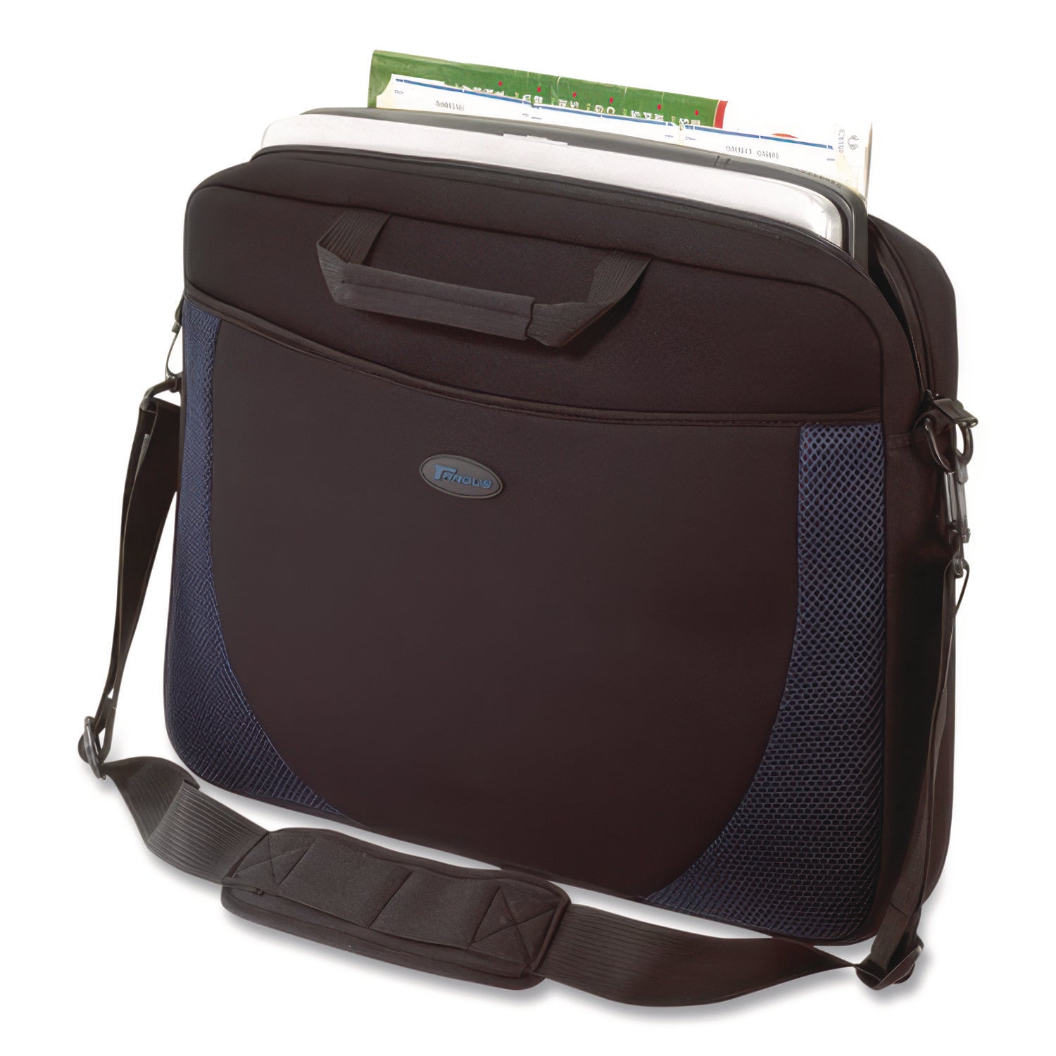 Horizontal Slipcase, Fits Devices Up to 17", Neoprene, 17.25 x 4 x 13, Black/Blue