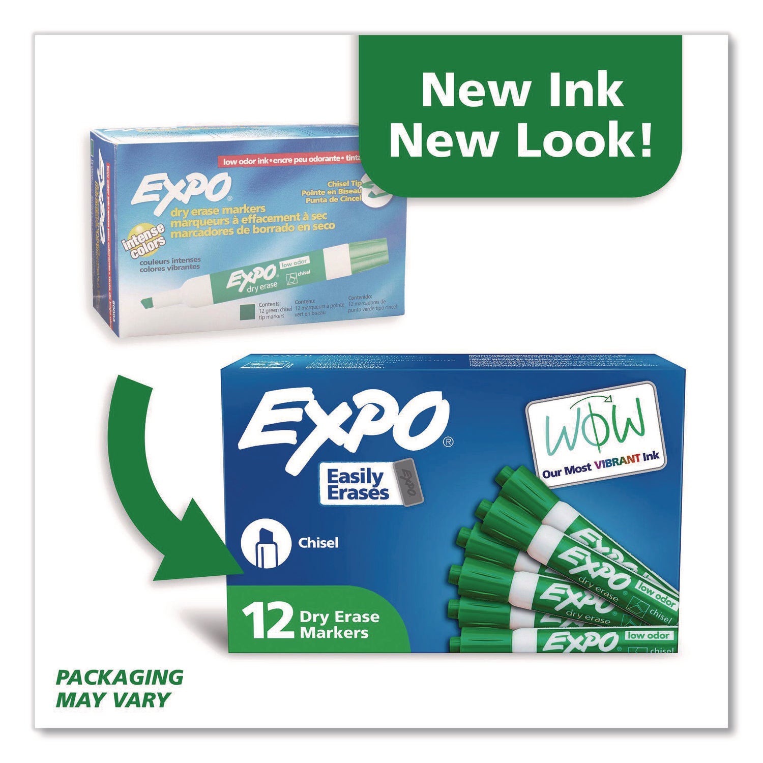 Expo Dry Erase Markers, Chisel Tip, Green Ink, Erasable, 1 Dozen