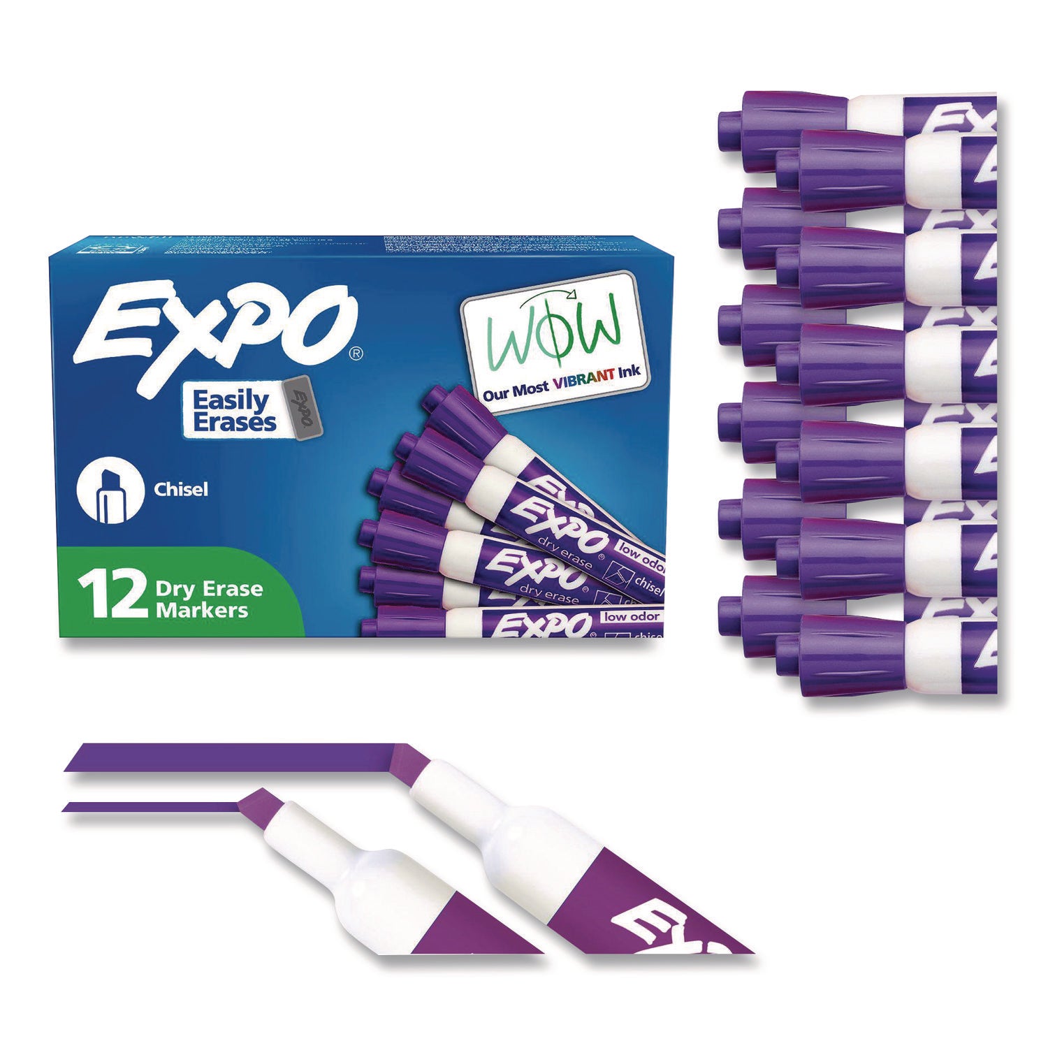 Chisel Marker Point - Erasable - Purple Ink - 1 Dozen