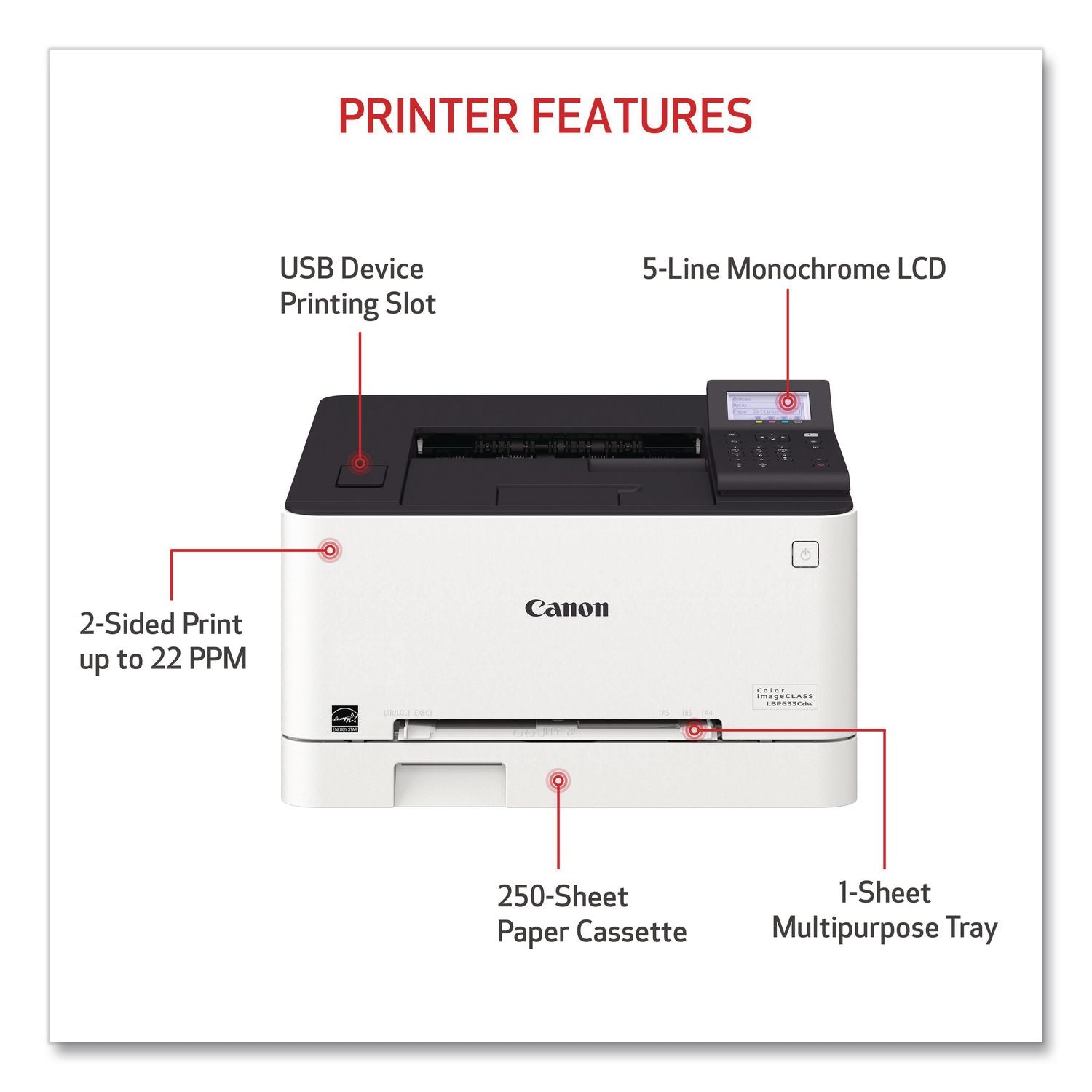 Color imageCLASS LBP633Cdw Wireless Laser Printer