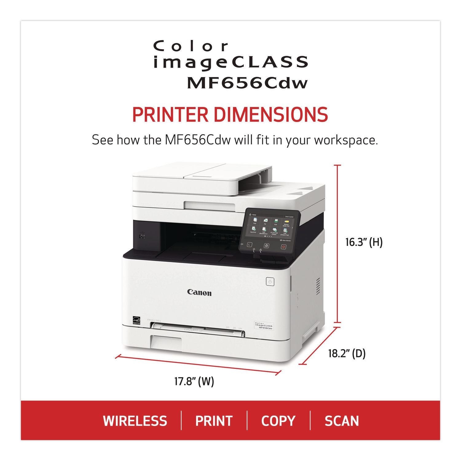 Canon imageCLASS MF656Cdw Wireless Laser Multifunction Printer - Color - White