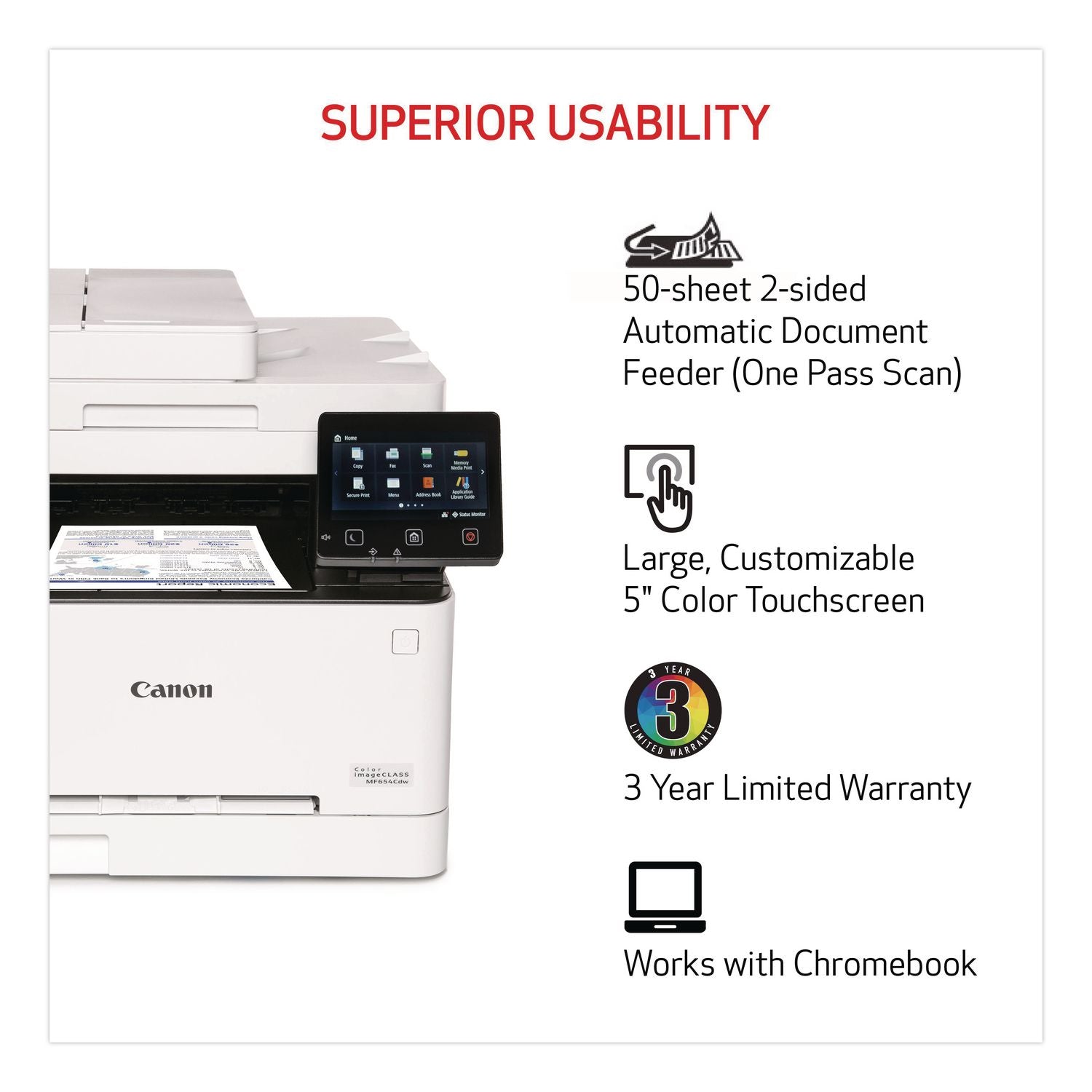 Canon imageCLASS MF656Cdw Wireless Laser Multifunction Printer - Color - White