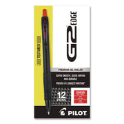 G2 Edge Gel Pen, 0.7 mm Fine, Red Ink, Refillable, Retractable, Black/Red Barrel, Tungsten Carbide Tip, 1 Dozen
