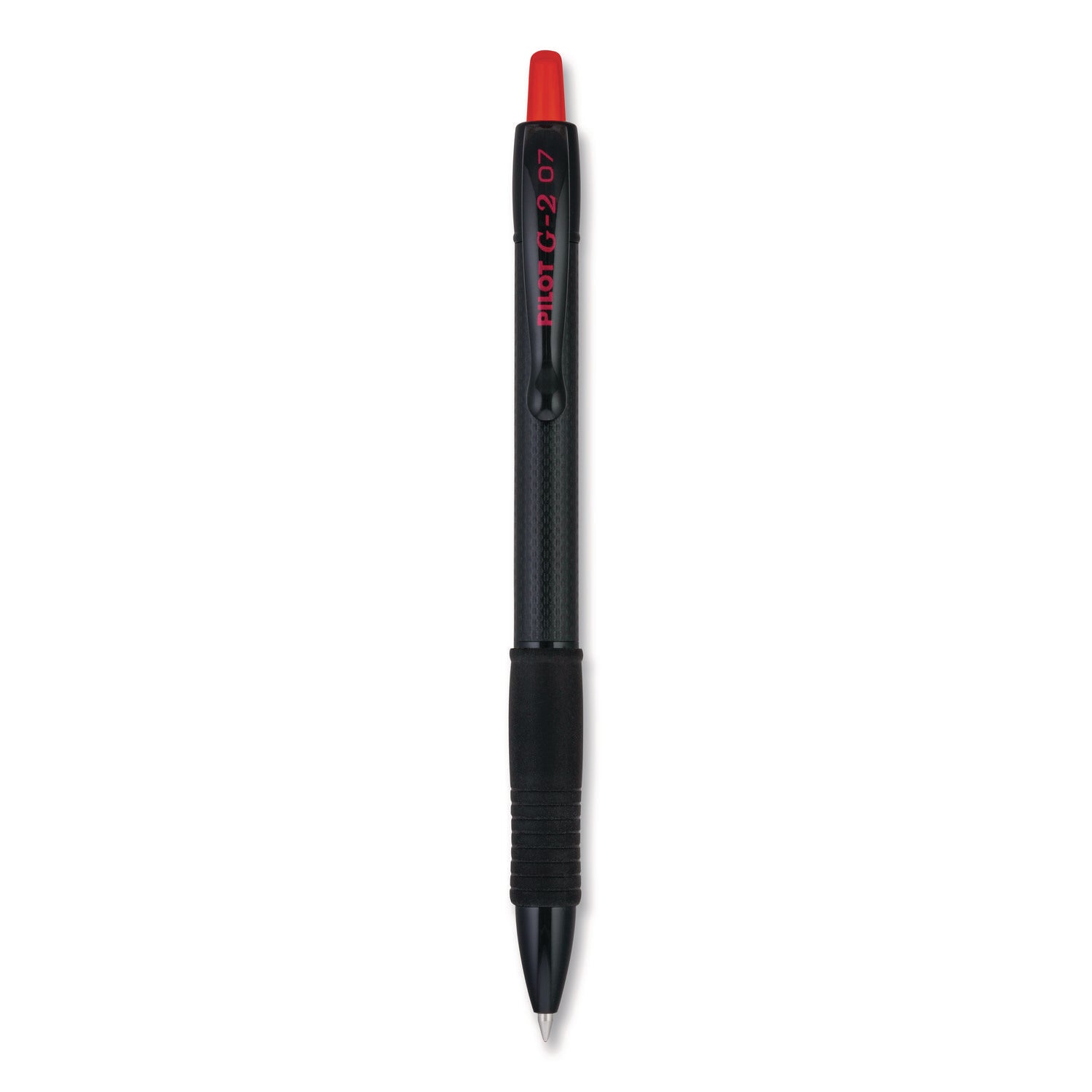 G2 Edge Gel Pen, 0.7 mm Fine, Red Ink, Refillable, Retractable, Black/Red Barrel, Tungsten Carbide Tip, 1 Dozen