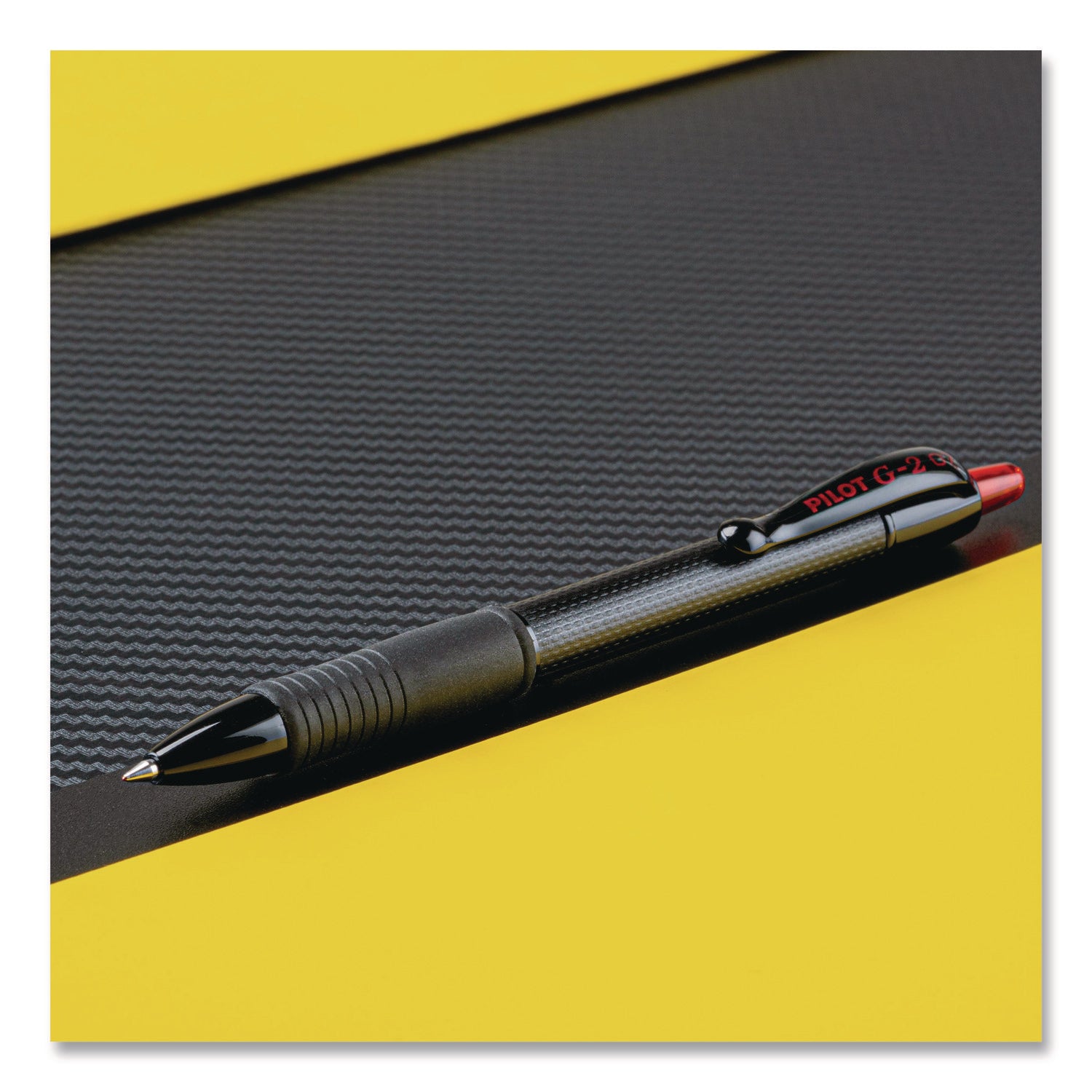 G2 Edge Gel Pen, 0.7 mm Fine, Red Ink, Refillable, Retractable, Black/Red Barrel, Tungsten Carbide Tip, 1 Dozen