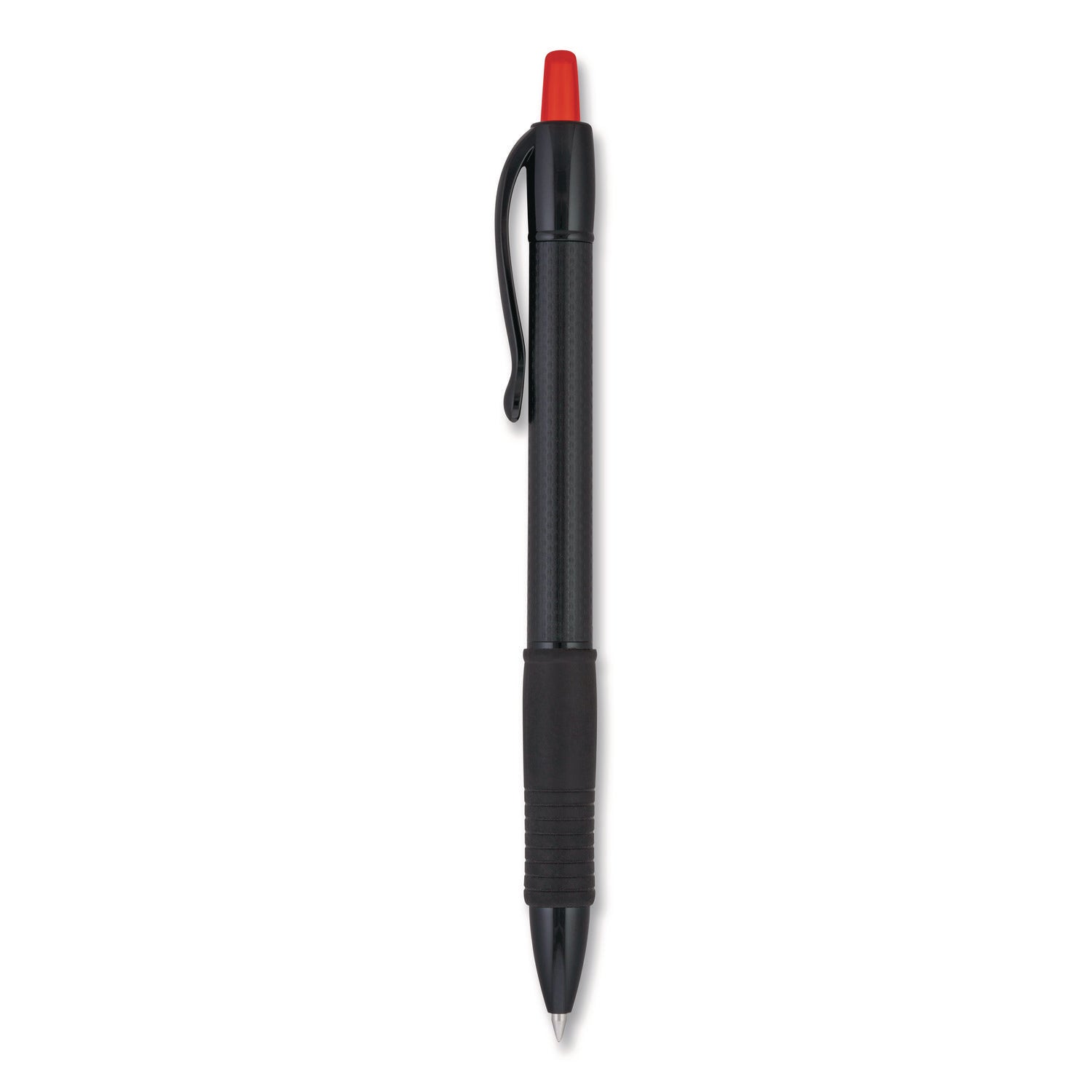 G2 Edge Gel Pen, 0.7 mm Fine, Red Ink, Refillable, Retractable, Black/Red Barrel, Tungsten Carbide Tip, 1 Dozen