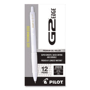 G2 Edge Gel Pen, 0.7 mm Fine Point, Black Ink, Refillable, Retractable, White Barrel, Tungsten Carbide Tip, 1 Dozen