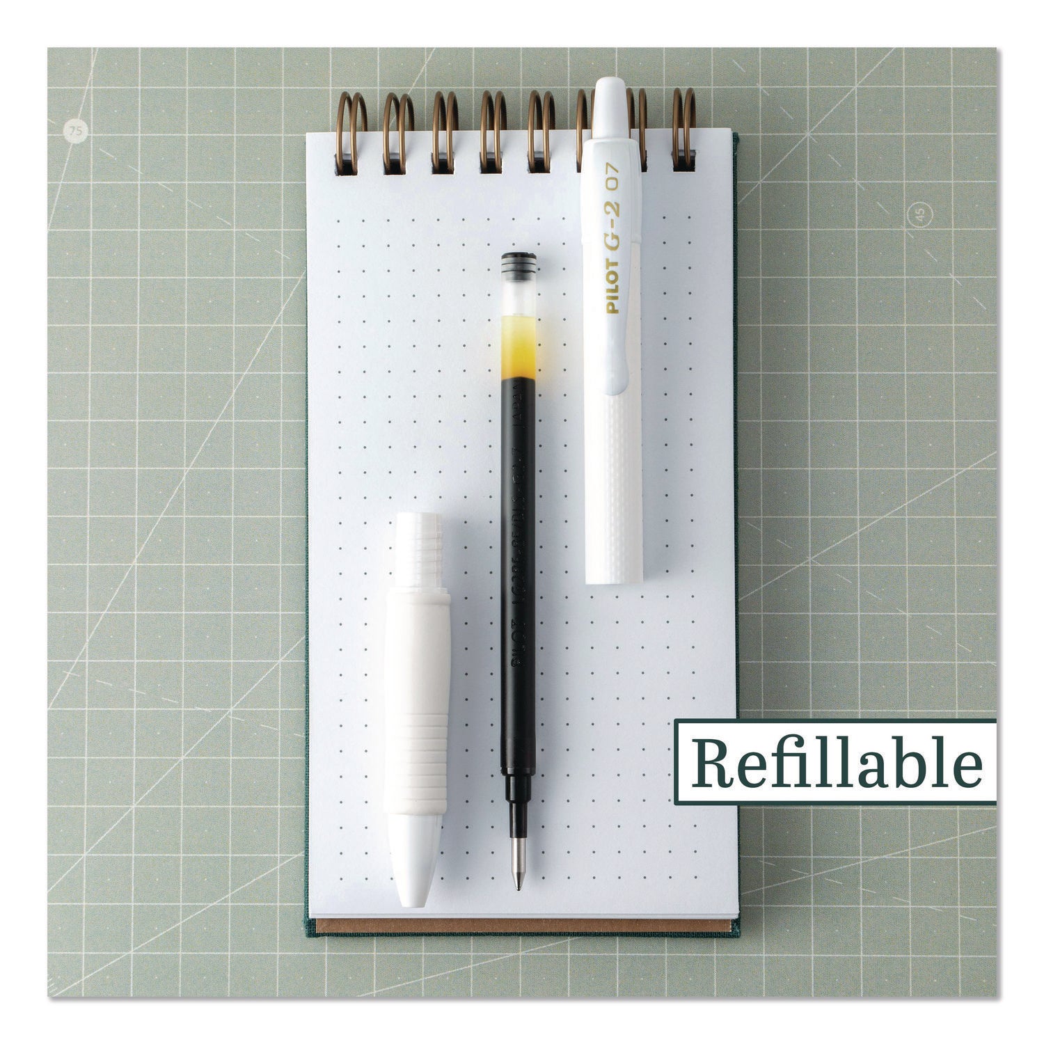 G2 Edge Gel Pen, 0.7 mm Fine Point, Black Ink, Refillable, Retractable, White Barrel, Tungsten Carbide Tip, 1 Dozen