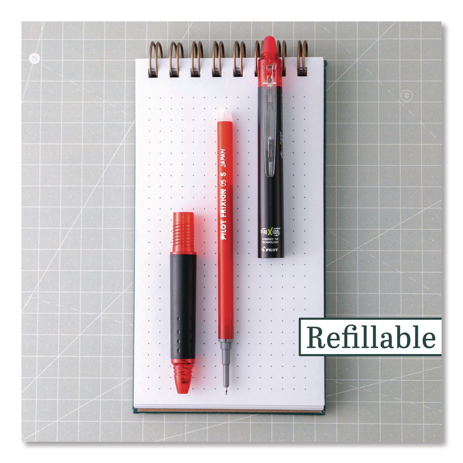 FriXion Synergy Clicker Erasable Gel Pen, Extra Fine Point, Retractable, Red Ink, Gel-based, 1 Dozen
