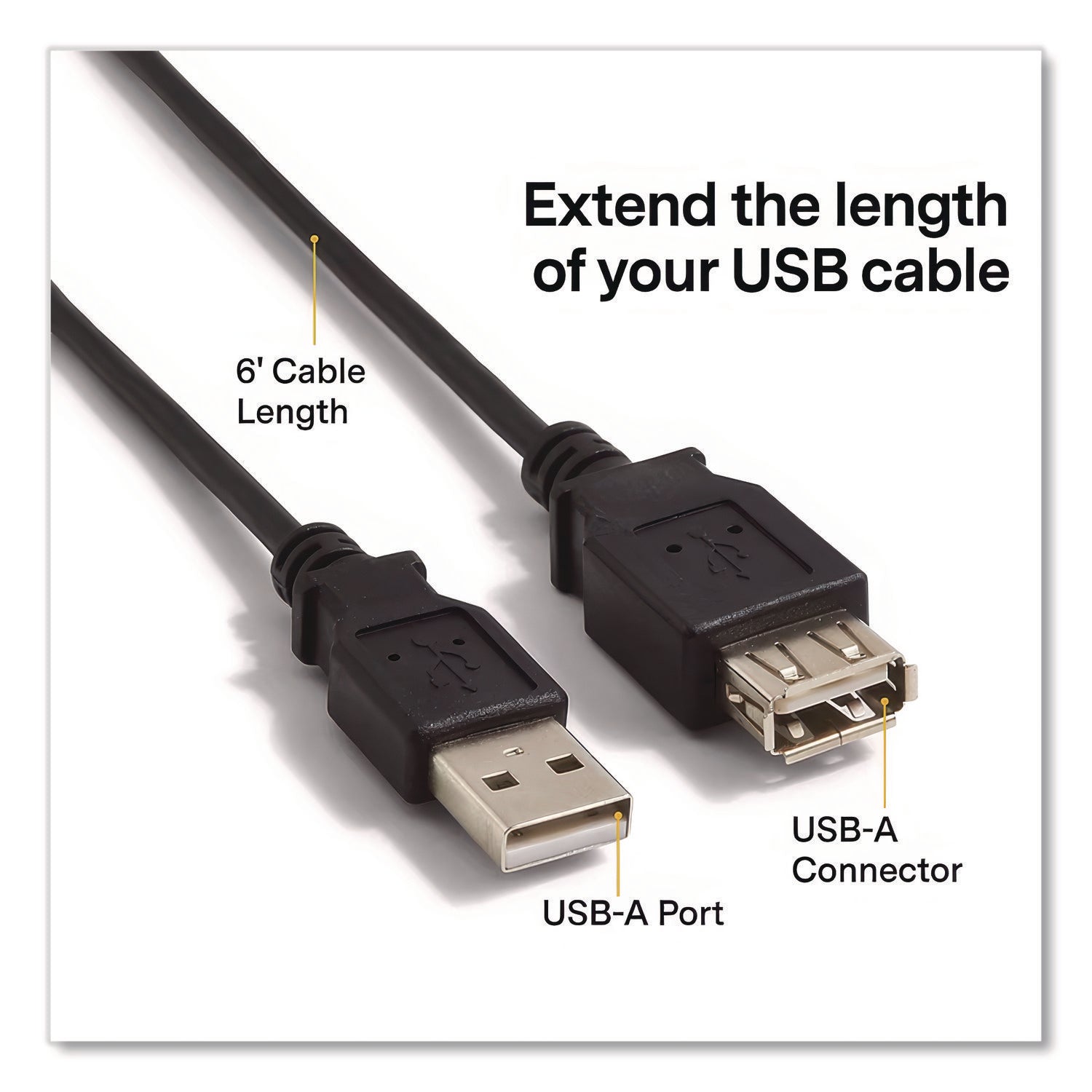Usb 2.0 Extension Cable, 6 Ft, Black