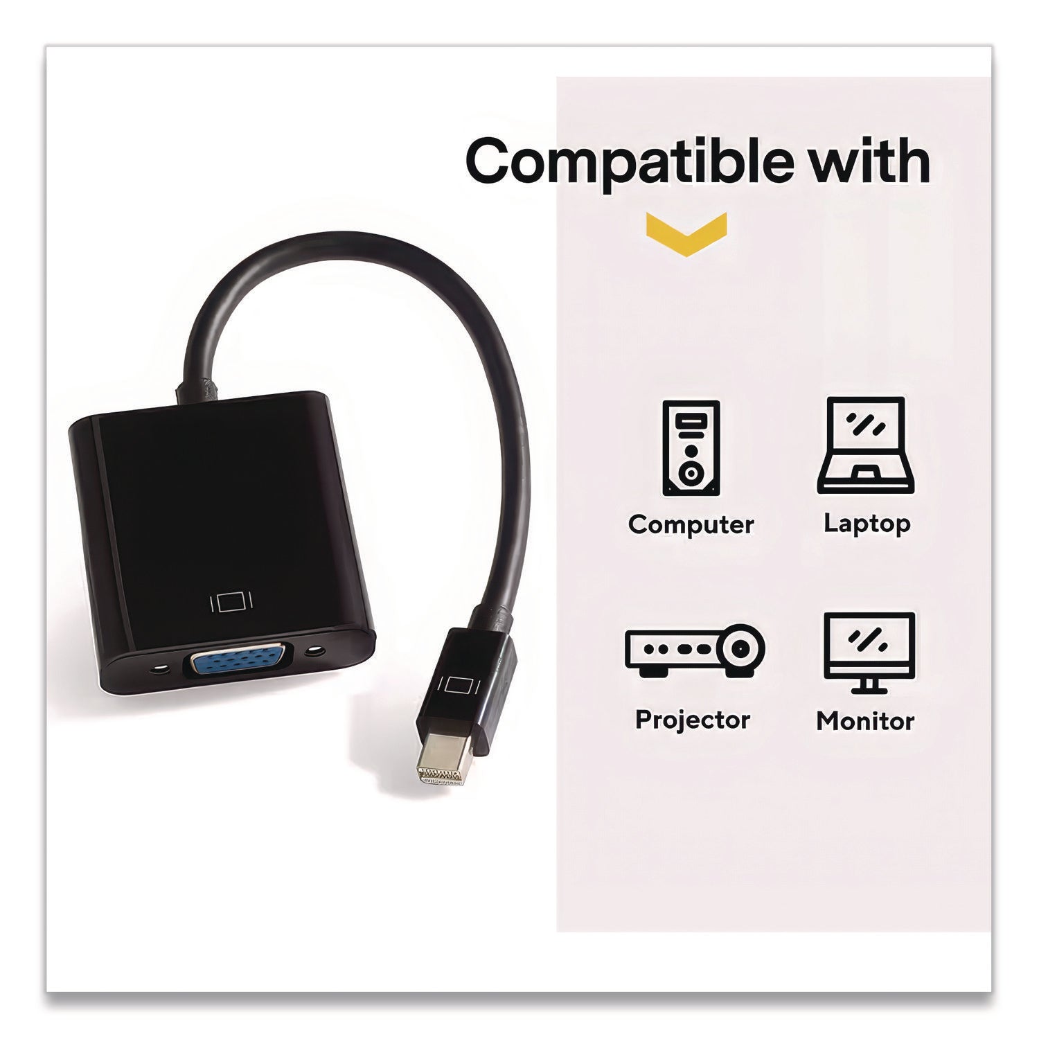 Mini Displayport To Vga Adapter, 6", Black
