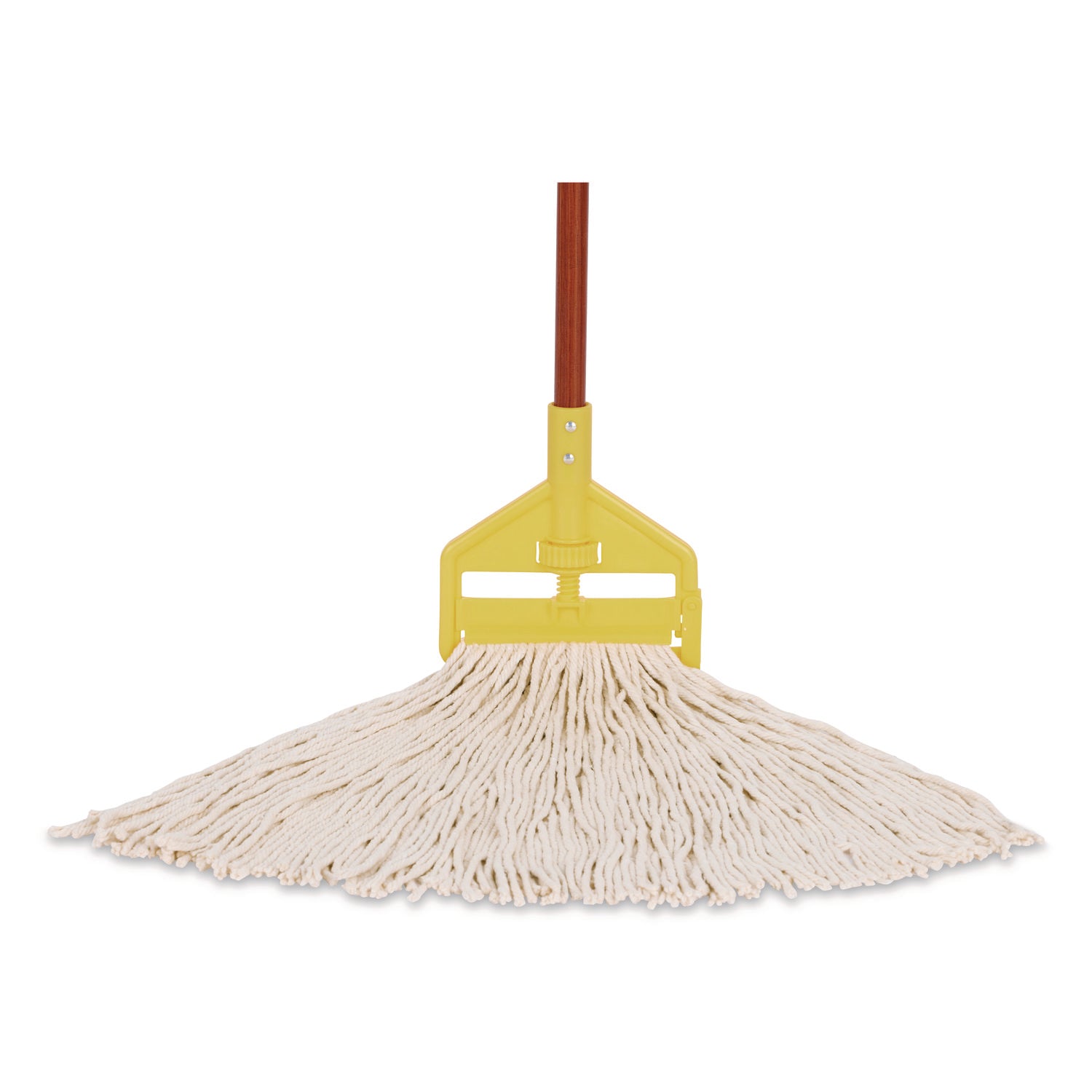 Premium Cut-End Cotton Wet Mop Head, 16oz, White, 1" Orange Band, 12/carton