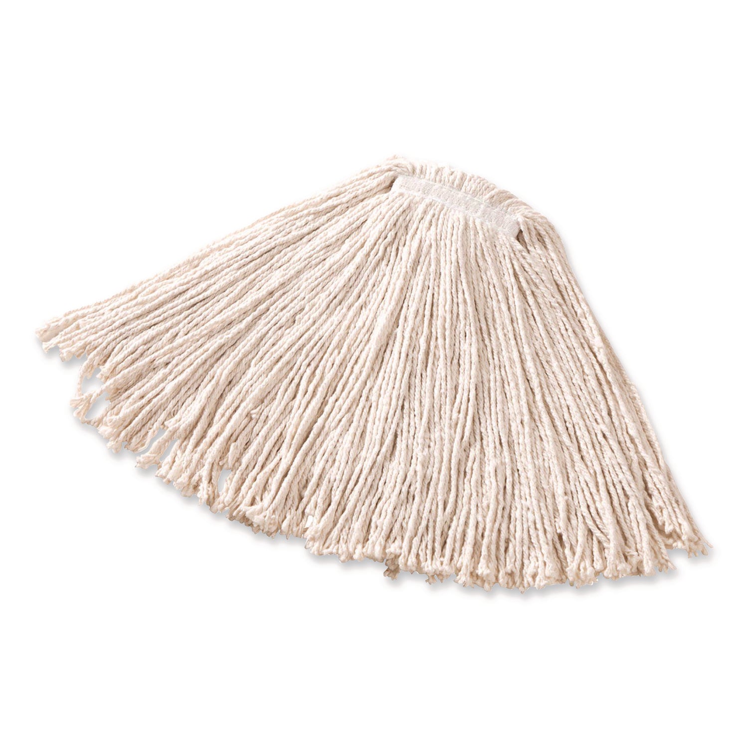 Premium Cut-End Cotton Wet Mop Head, 16oz, White, 1" Orange Band, 12/carton