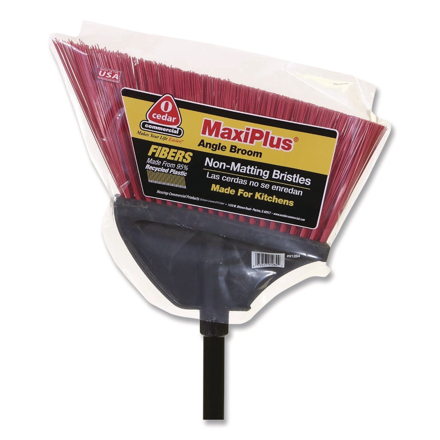 MaxiPlus Angle Broom, 56" Overall Length, Red/Black