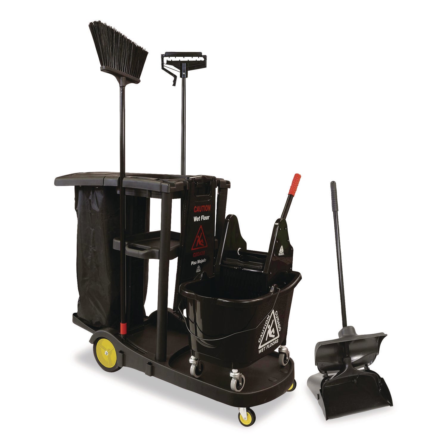 Premier Downpress Mop Bucket and Wringer, 35 qt, Black
