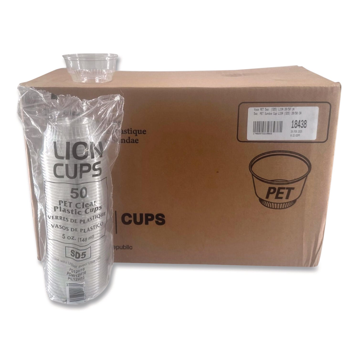 Plastic Cold Cups, Sundae, 5 oz, Clear, 1,000/Carton