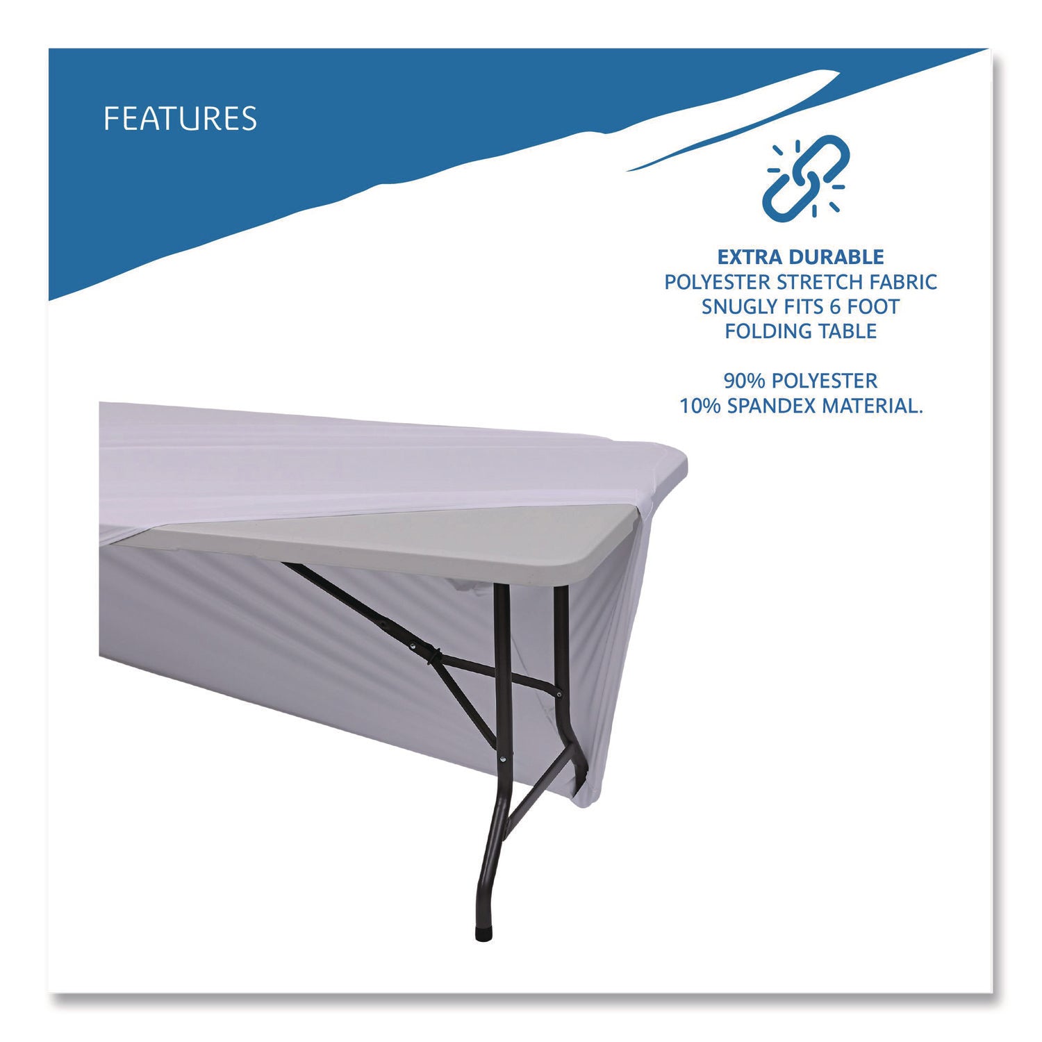 iGear™ Fabric Table Cover, White - 6'