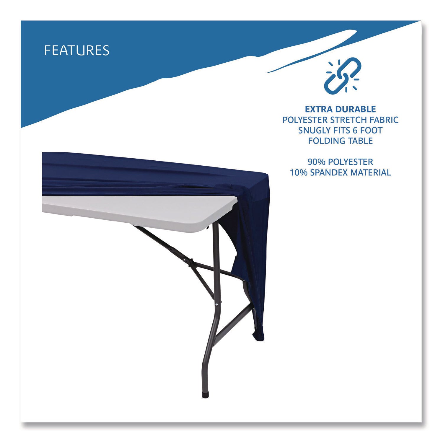iGear™ Fabric Table Cover, Blue - 6' Open 2-S