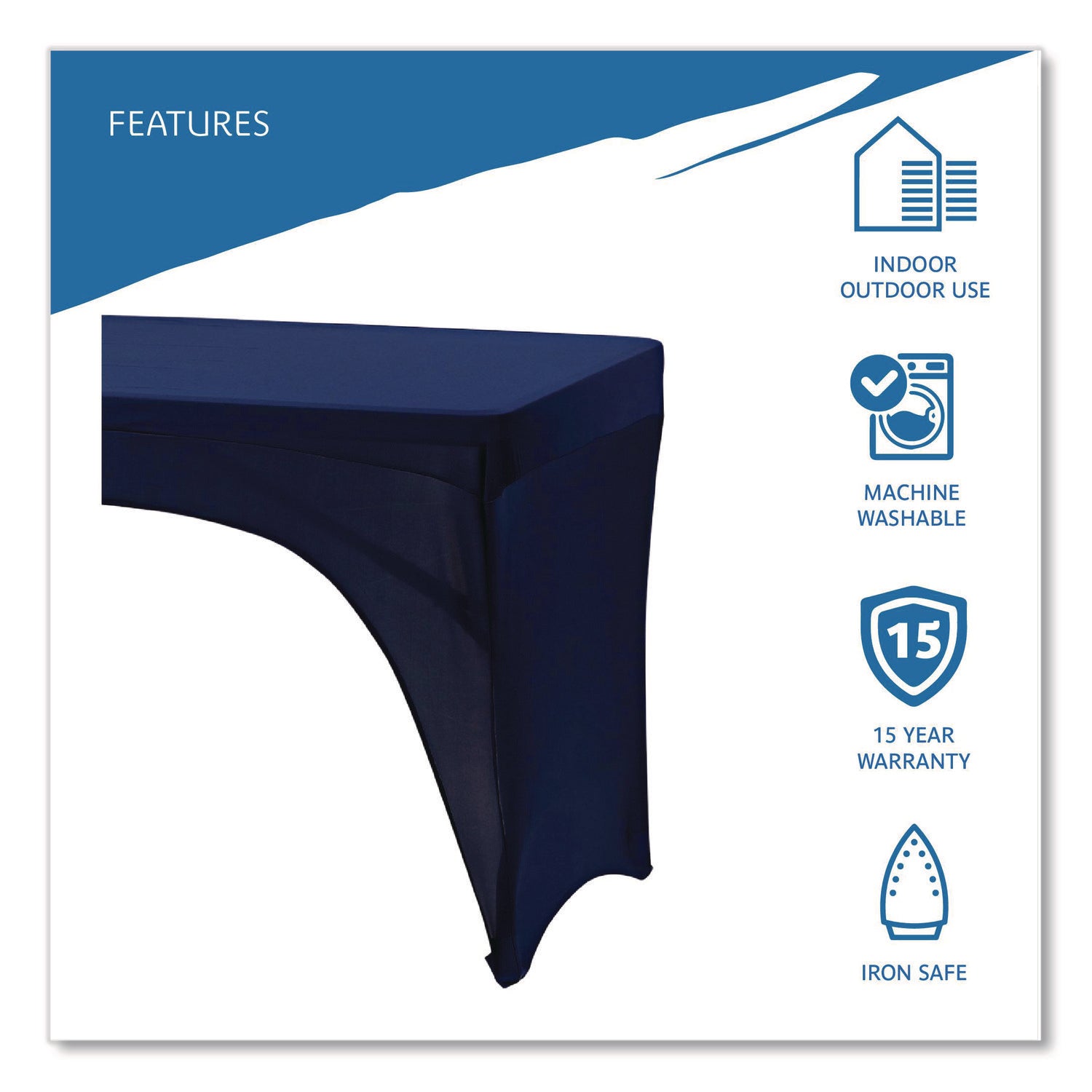 iGear™ Fabric Table Cover, Blue - 6' Open 2-S