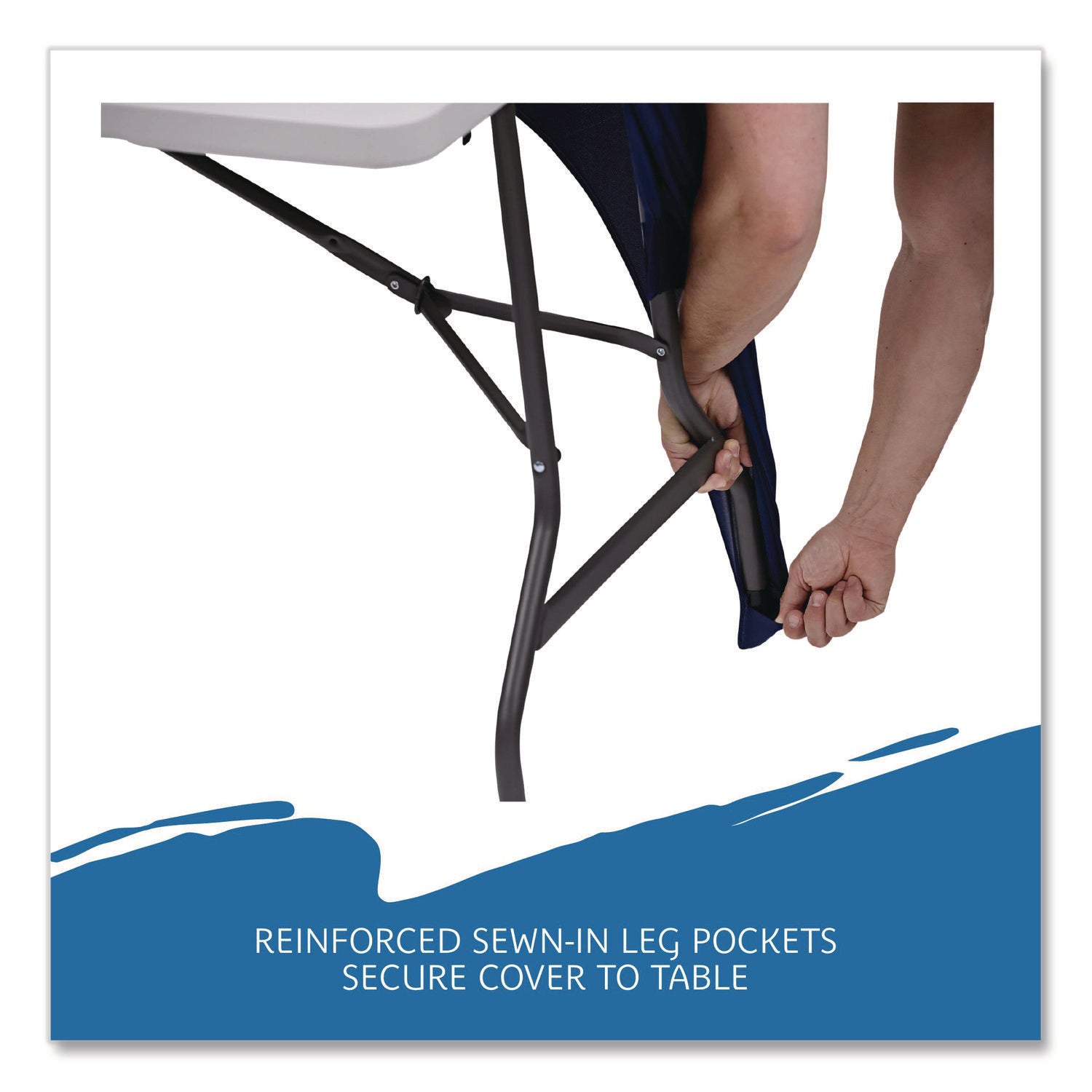 iGear™ Fabric Table Cover, Blue - 6' Open 2-S