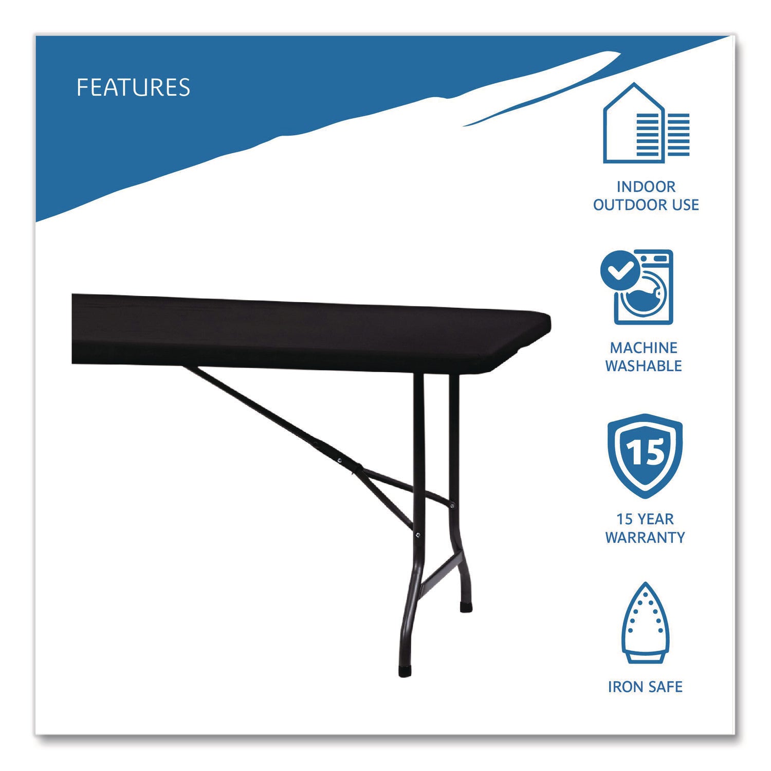 iGear™ Fabric Table Top Cap Cover, Black - 8'