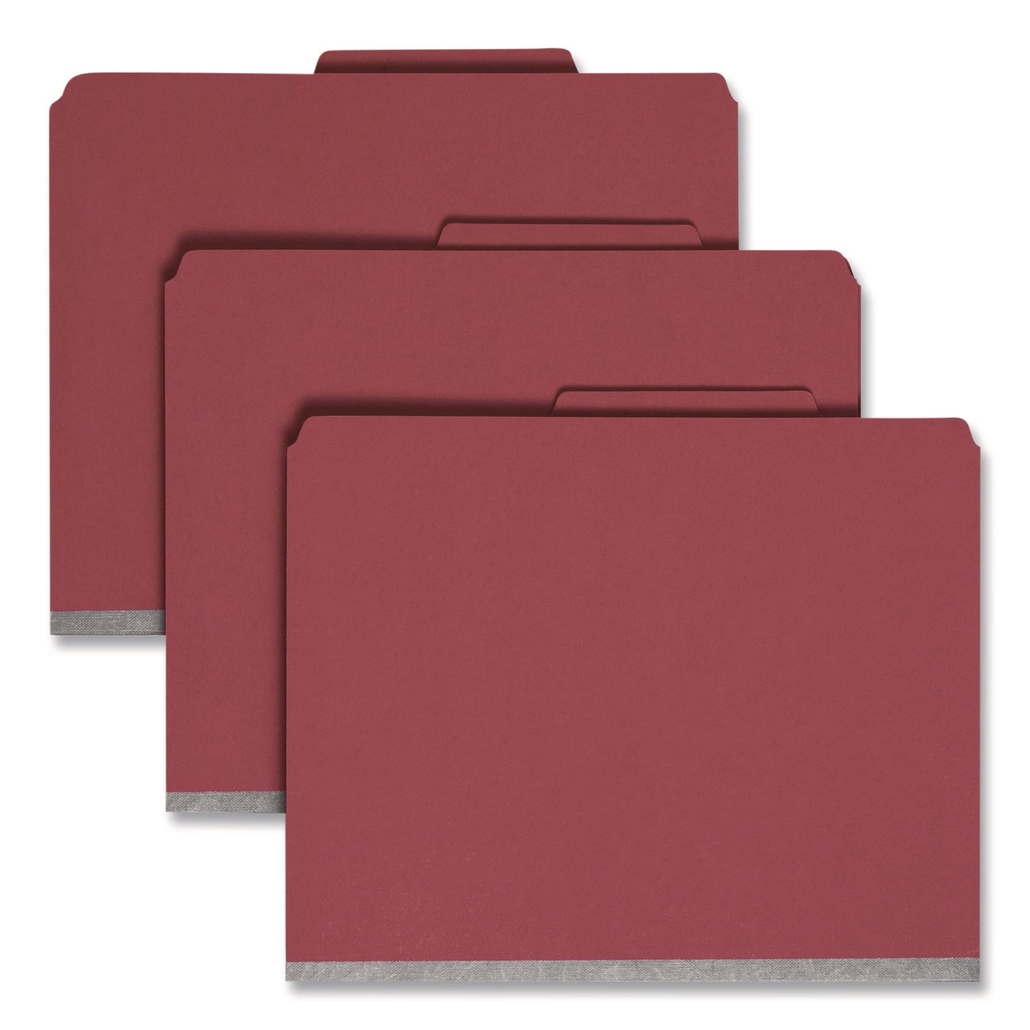 Smead SafeSHIELD 2/5 Tab Cut Letter Size Recycled Classification Folders, 2" Expansion, 2 Fasteners, 2 Dividers, Bright Red, Heavy Duty, 100% Recycled, 10/Box