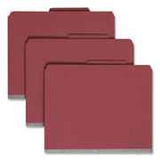 Smead SafeSHIELD 2/5 Tab Cut Letter Size Recycled Classification Folders, 2" Expansion, 2 Fasteners, 2 Dividers, Bright Red, Heavy Duty, 100% Recycled, 10/Box