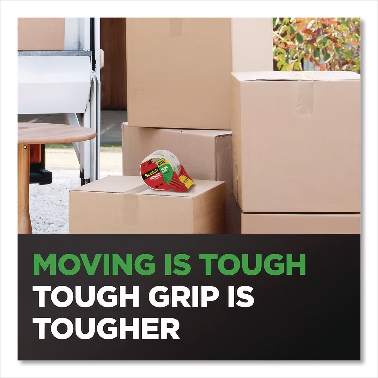 Scotch Tough Grip Moving Packaging Tape - 43.70 yd Length x 1.88" Width - Clear - Fiber - 1 Pack