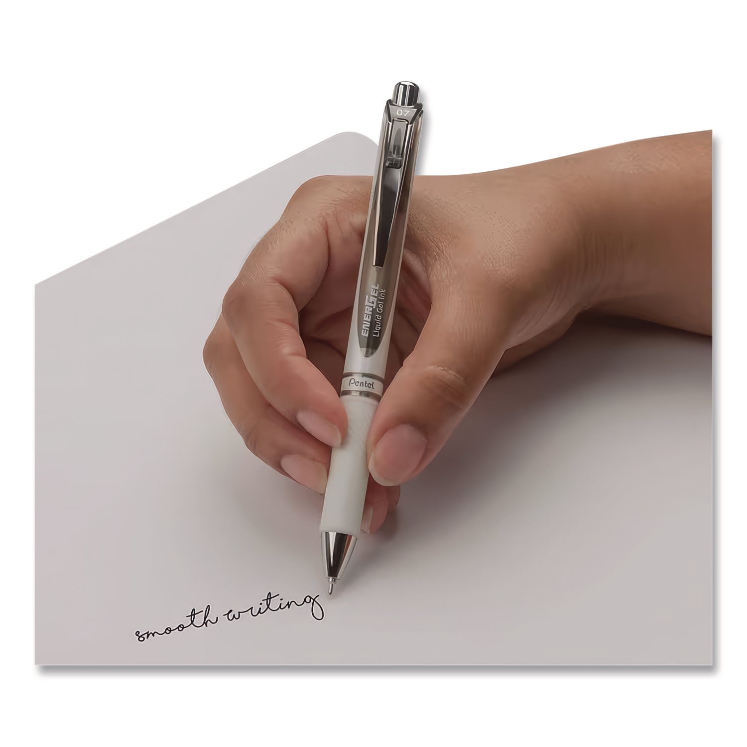 EnerGel Pearl Retractable Liquid Gel Pen, 0.7 mm Needle Point, Black Ink, Refillable, Pearl White Barrel, 1 Dozen
