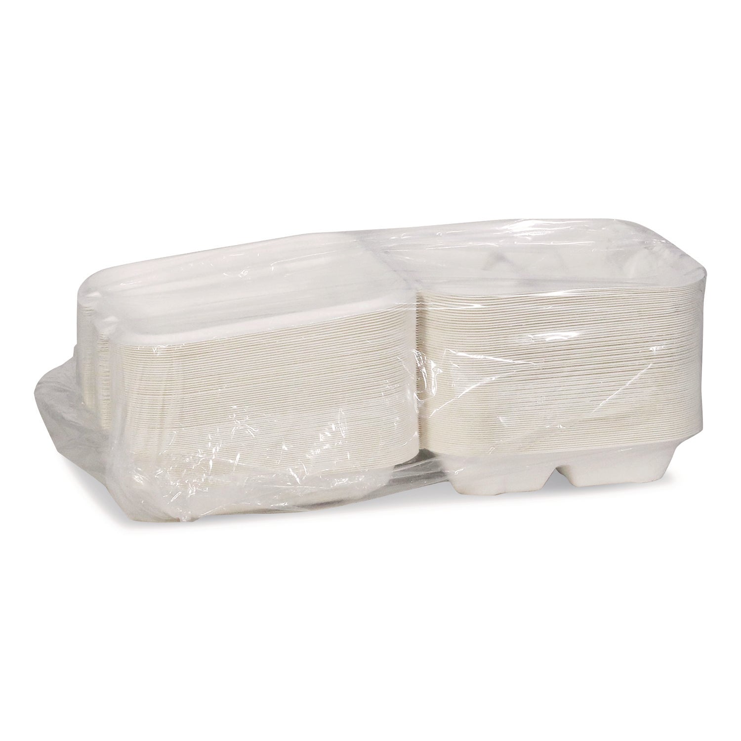 EarthChoice Bagasse Hinged Lid Container, 7.8 x 7.8 x 2.8, White, 150/Carton