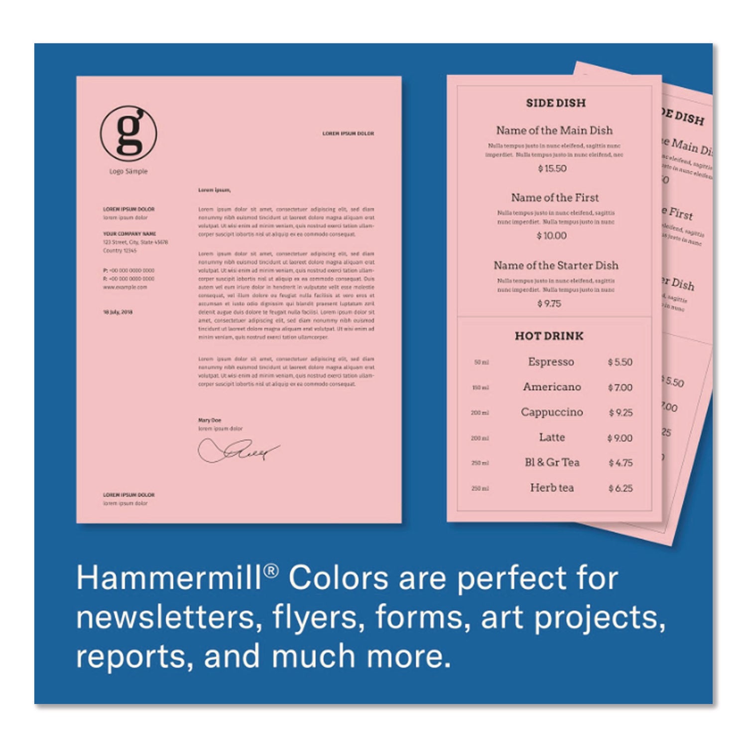 Hammermill Colors Recycled Copy Paper - Pink - 8 1/2" x 14" - 20 lb Basis Weight - Smooth - Sustainable Forestry Initiative (SFI) - Acid-free, Archival-safe - Pink - 500 / Ream