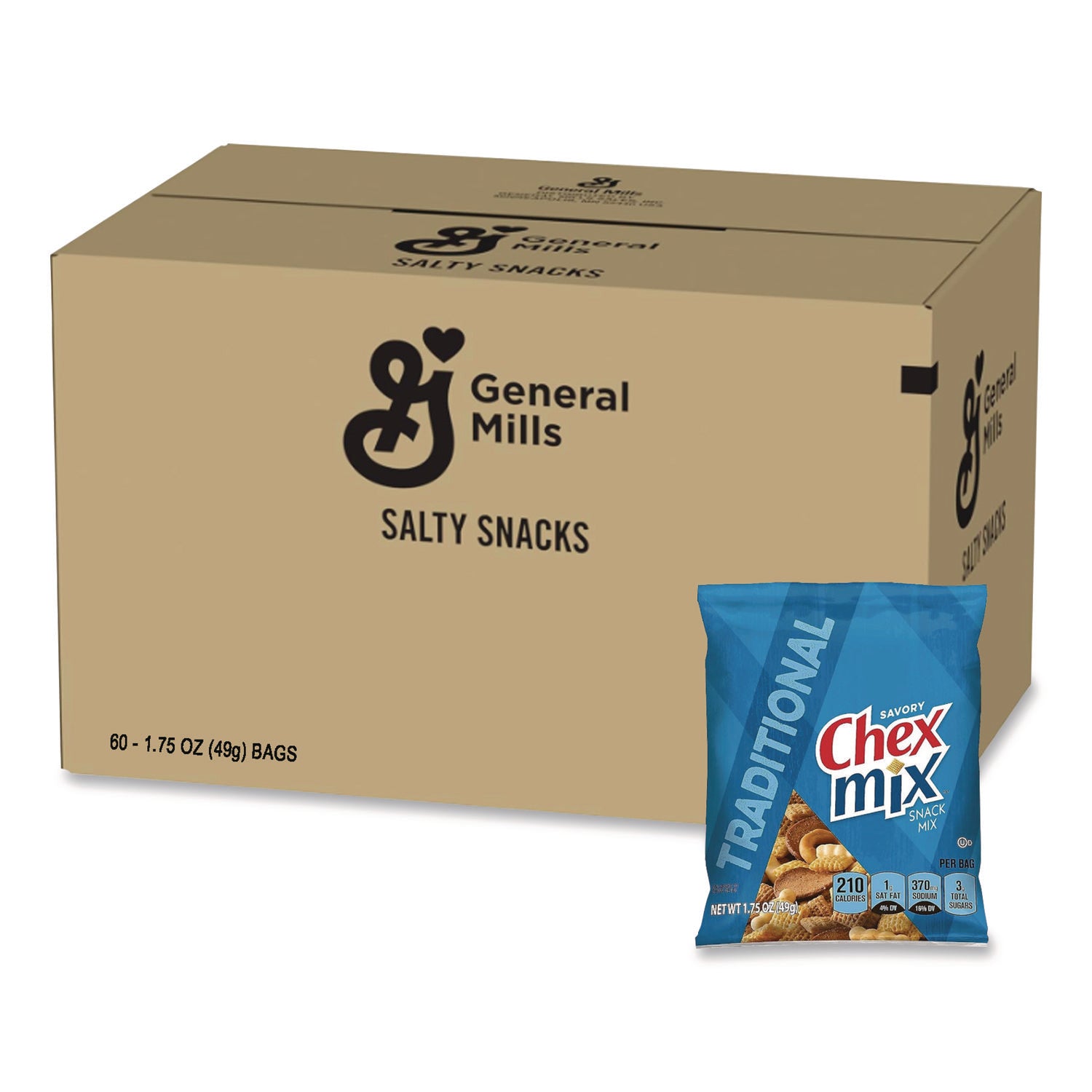 Traditional Snack Mix, 1.75 Oz Snack Pack, 60 Packs/carton