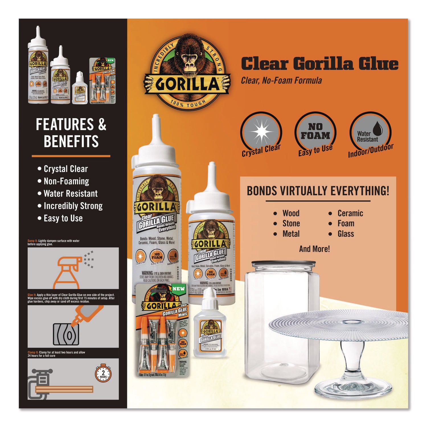 Gorilla Clear Gorilla Glue, 1.75 fl oz, Clear, 1 Each