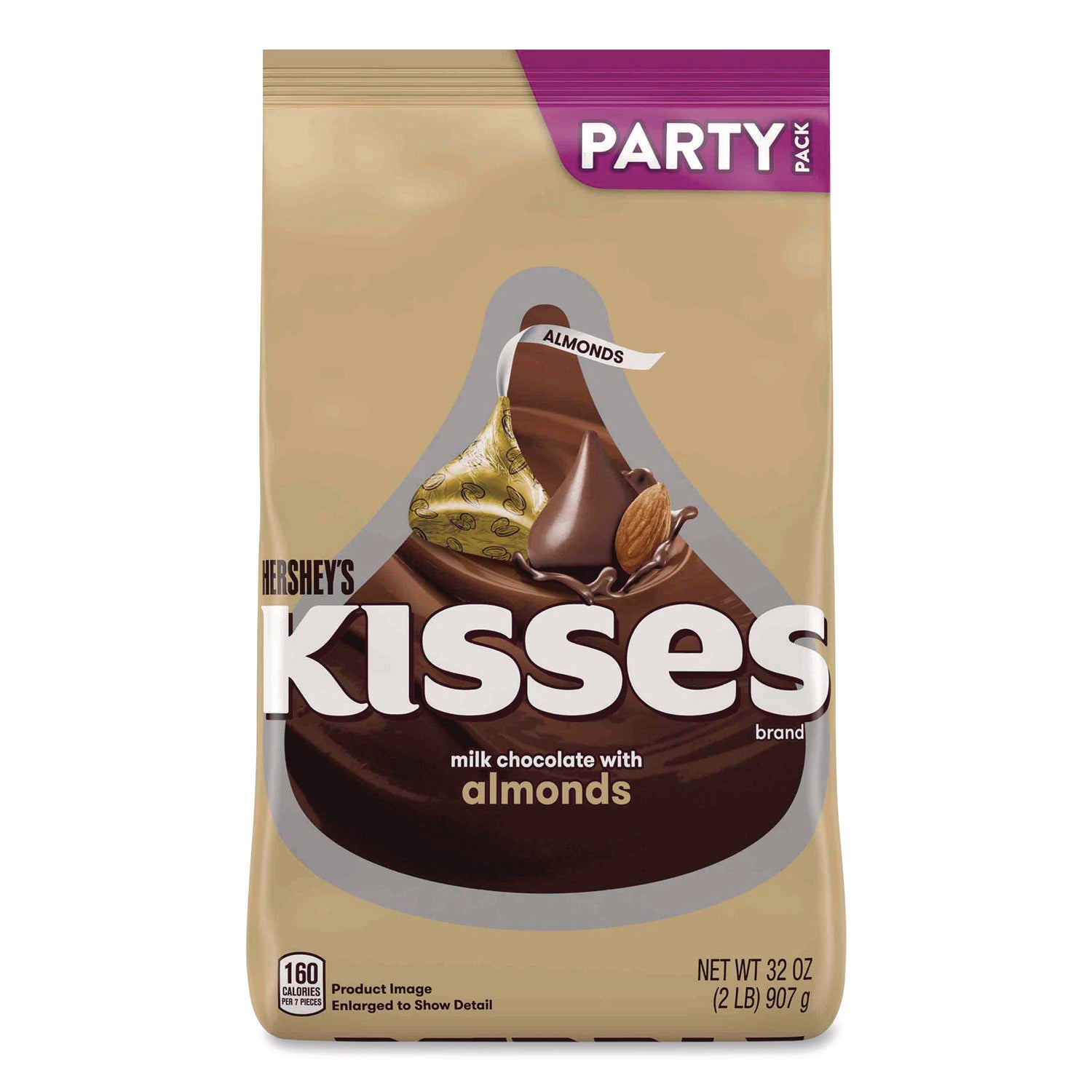Green Rabbit Hershey's Kisses MilkChocolate Almond - Milk Chocolate with Almond - Individually Wrapped - 2 lb
